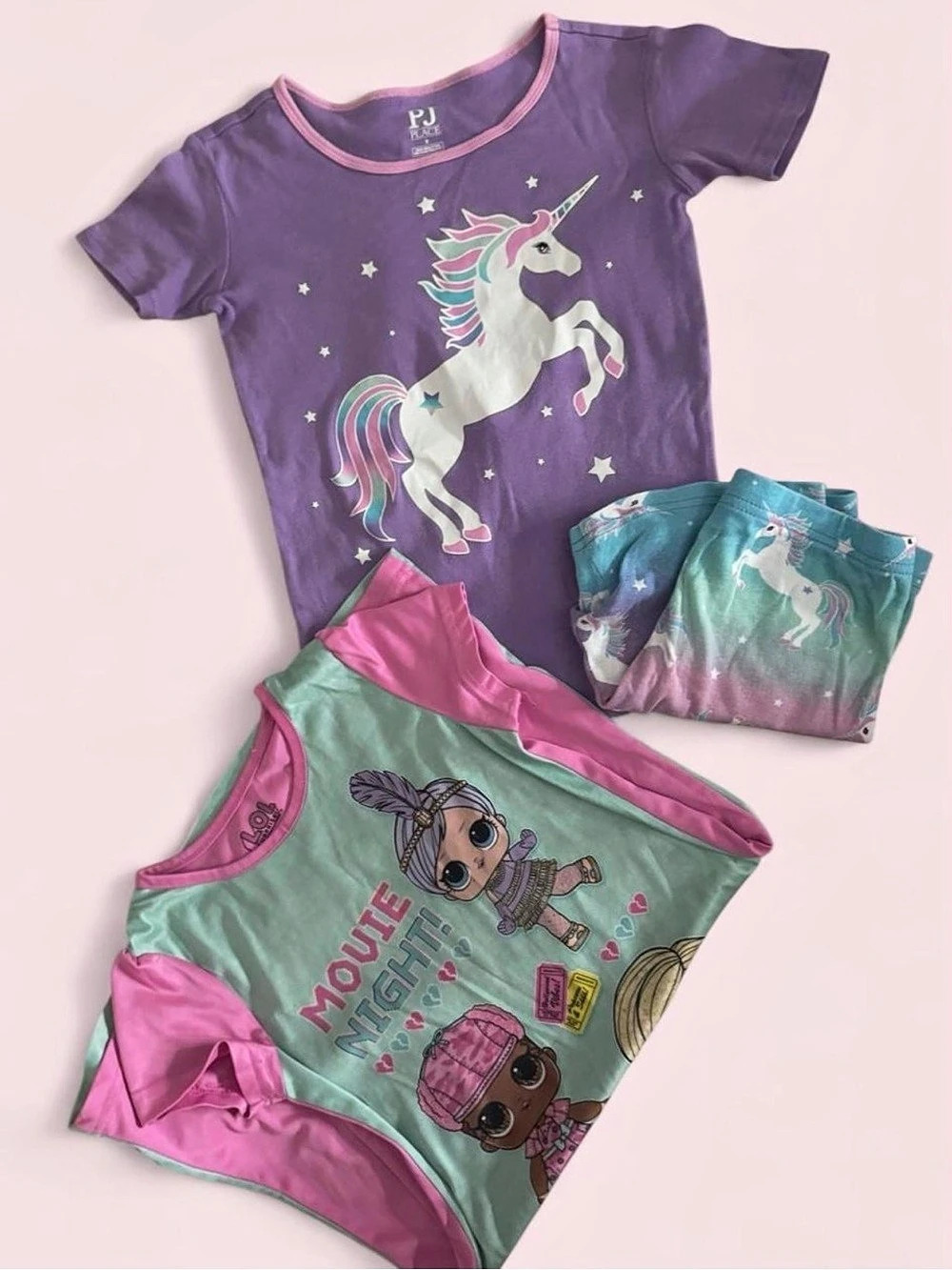 Girls Size 8 LOL Surprise & Unicorn Pajama Set Bundle 2 Sets Sleepwear